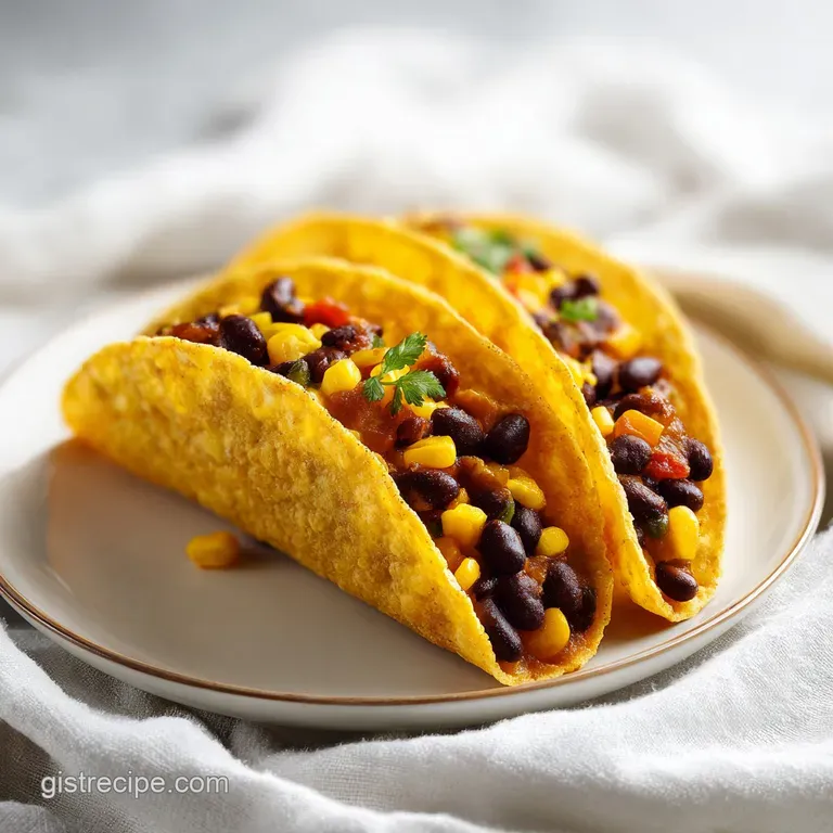 Three colorful tacos arranged on a matte ceramic plate with lime wedges and a side of zesty mango salsa.