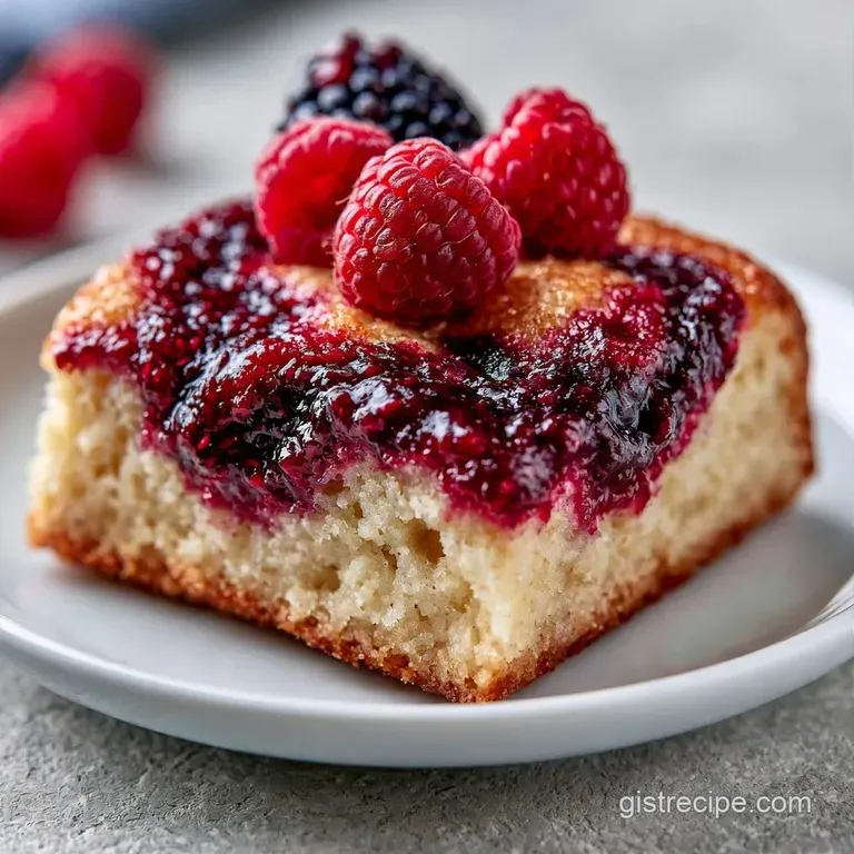 A precise slice of deep purple cake on a white ceramic plate, garnished with a mint leaf and fresh raspberries.