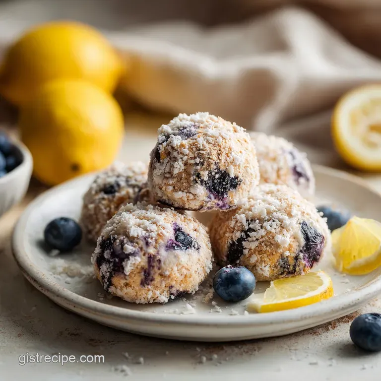 A delicate stack of lemon-infused cookies, artfully arranged with a sprinkle of powdered sugar and fresh blueberries.