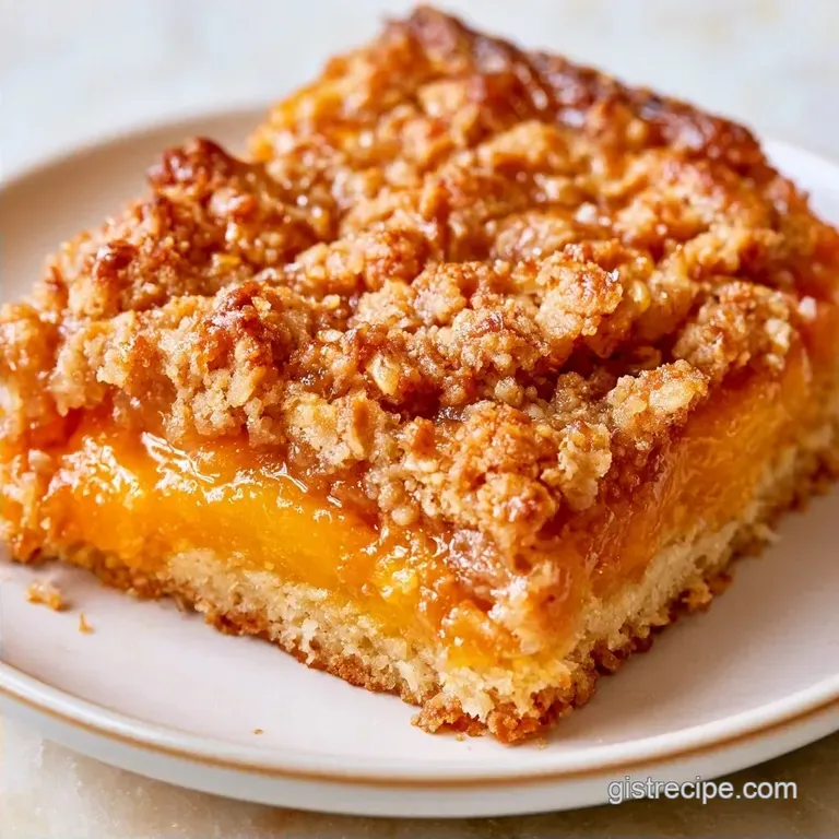 Brown Sugar Peach Pie Bars with Rolled Oats