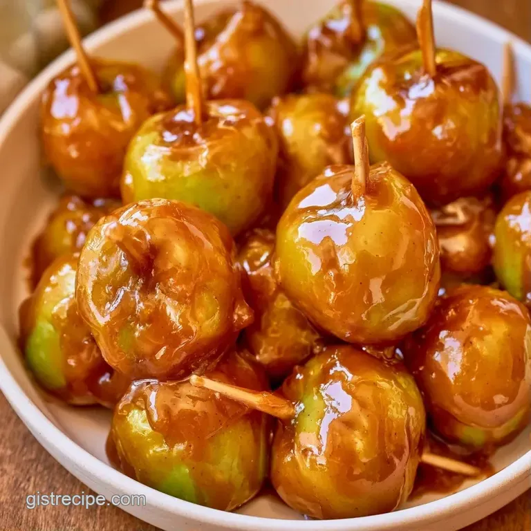 Small, amber-colored treats on sticks resting on a rustic wooden board with a sprinkle of sea salt crystals.