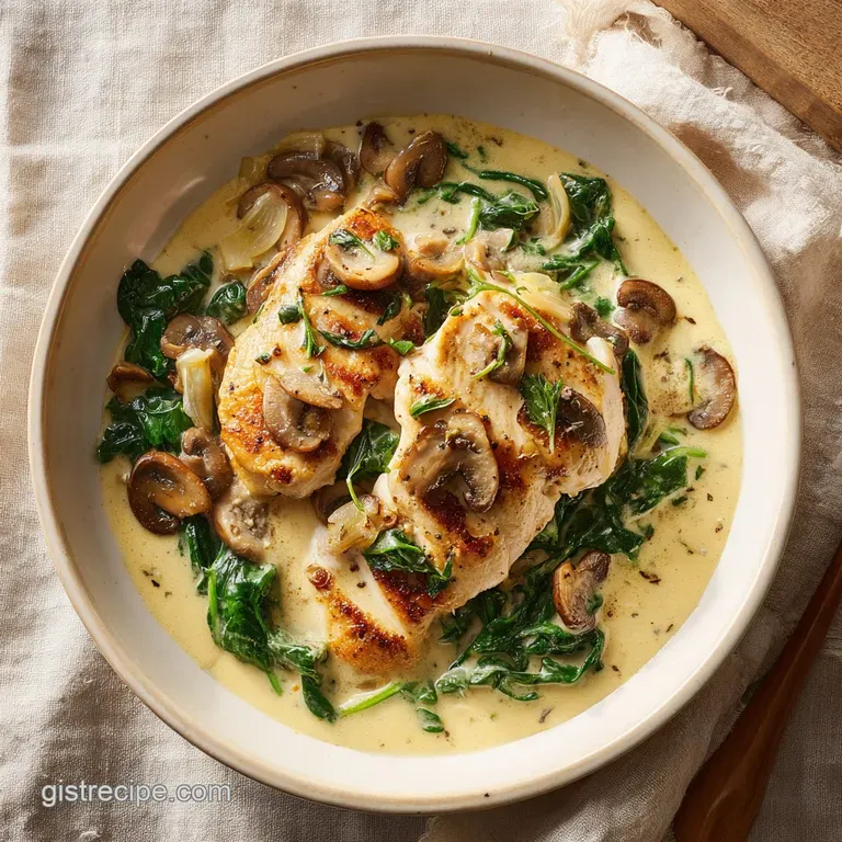 Chicken Spinach and Mushroom Recipe with Garlic