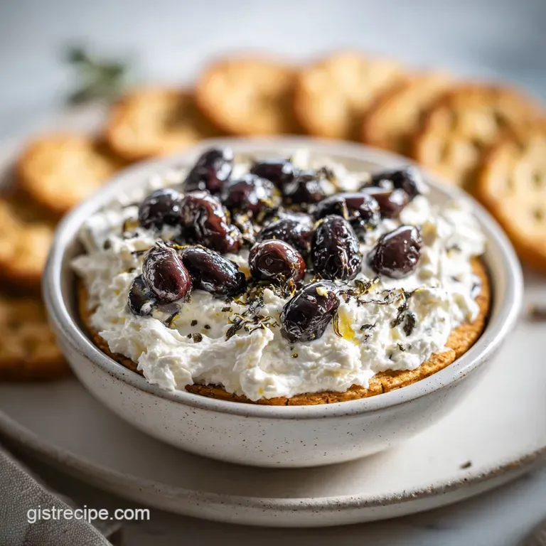 Elegant football-shaped olive dip on a platter, garnished with herbs and paired with assorted crudit&eacute;s for dipping and ser...