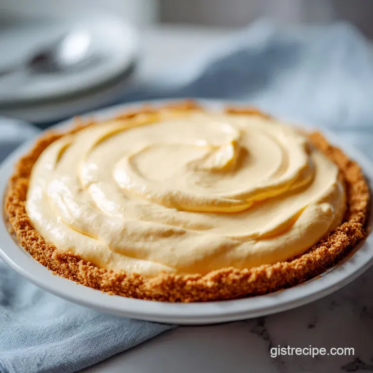A single slice of lemon pie, a vibrant yellow against a white plate, dusted with powdered sugar.