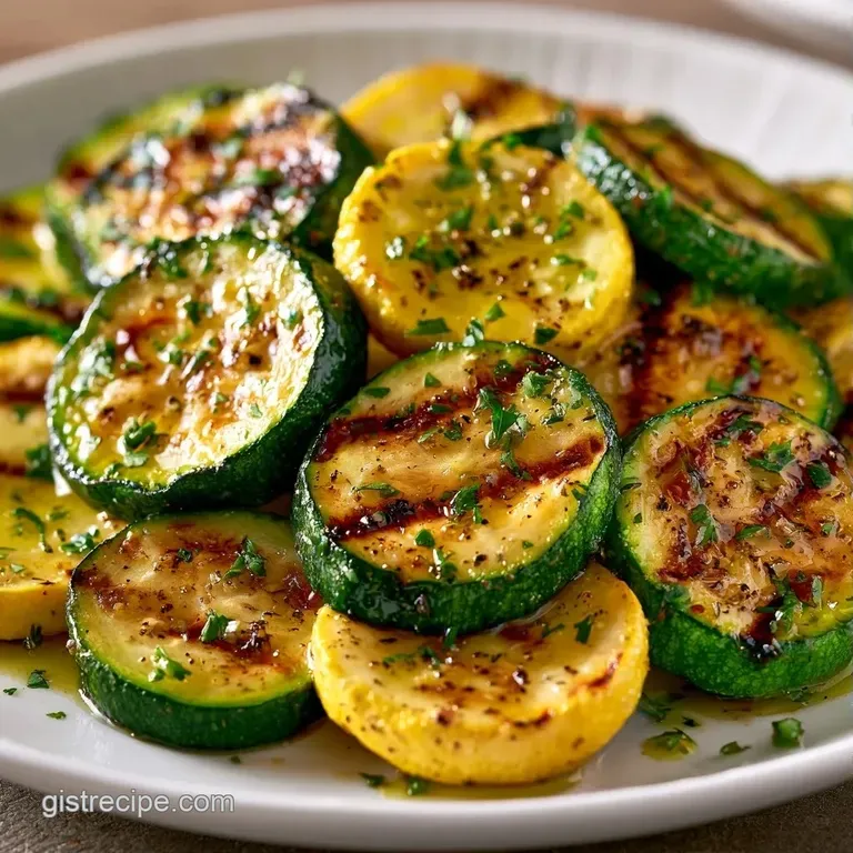 Vibrant green and yellow vegetable slices arranged neatly on a ceramic plate, garnished with fresh parsley.