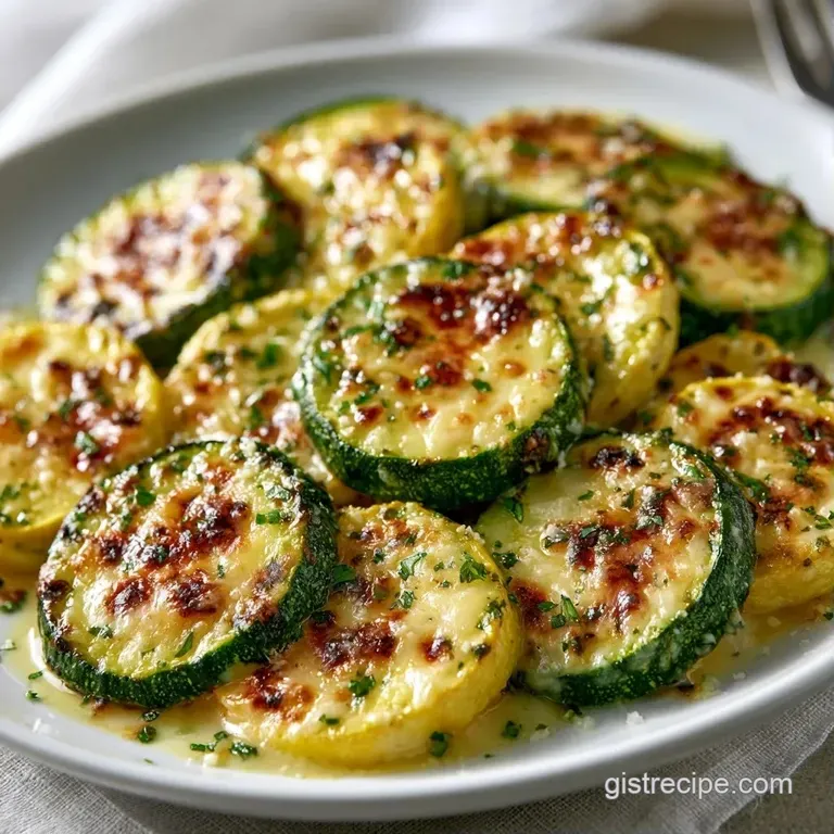 Vibrant green zucchini rounds steaming inside a folded foil packet, garnished with a bright lemon wedge on a platter.
