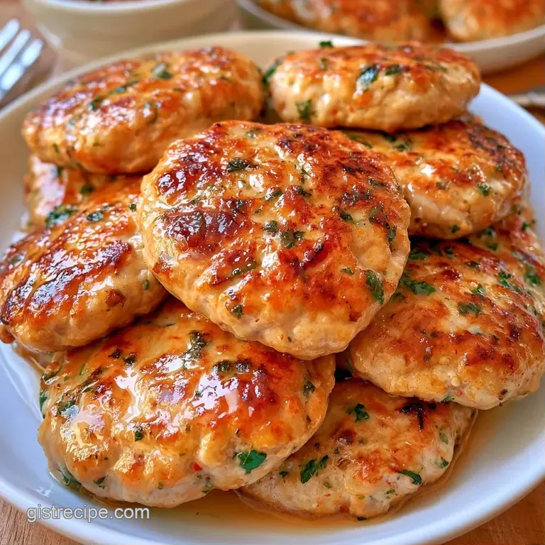 Golden-brown sausages arranged neatly on a ceramic platter with fresh parsley sprigs and bright lemon wedges