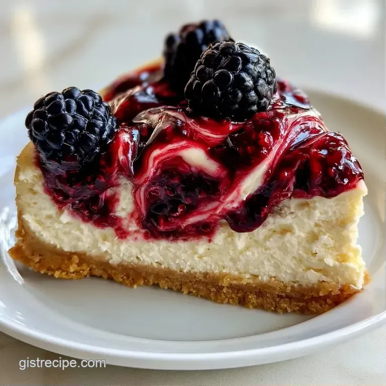 A slice of velvety white cake topped with glistening dark berries and a mint leaf on a minimalist white plate.