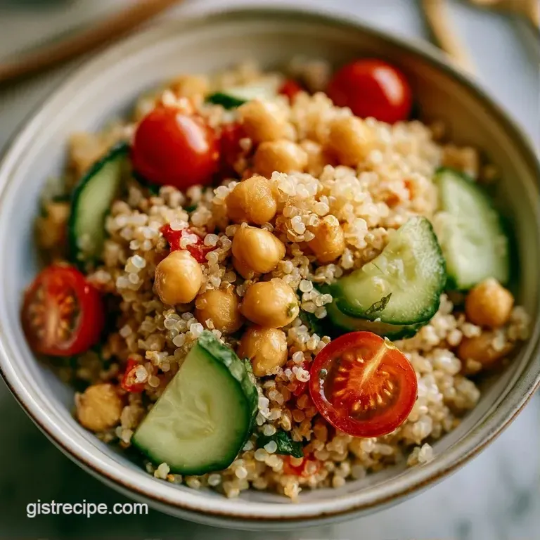 Colorful grains and fresh vegetables arranged in a white bowl, topped with white feta and a sprig of fresh parsley.