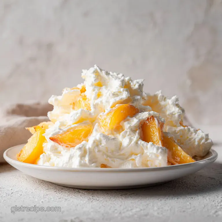 Artfully arranged peach wedges on a dark platter with swirls of creamy dressing and a sprinkle of toasted almonds.