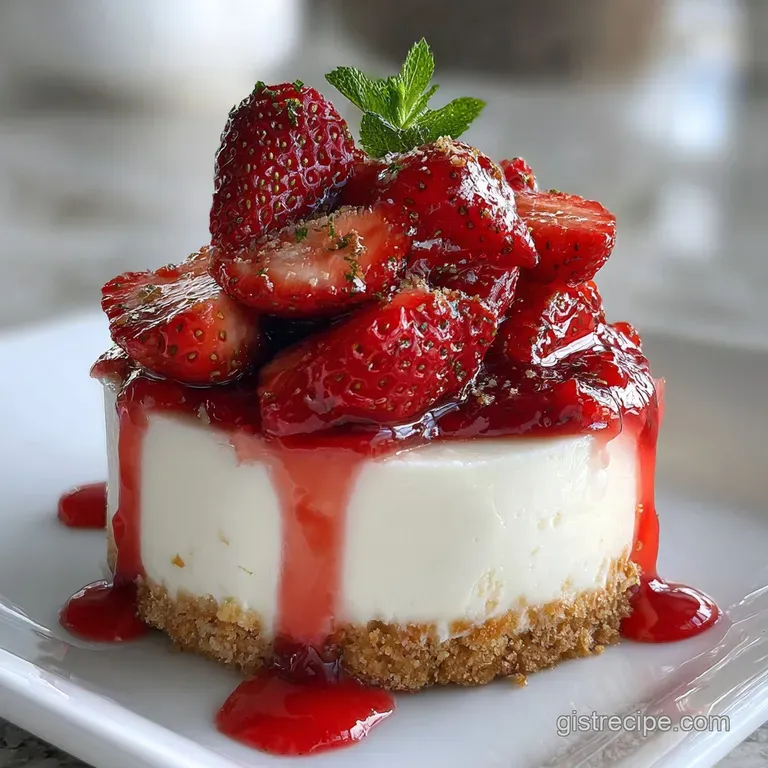 No Bake Cheesecake with Graham Cracker Crust and Fresh Strawberries