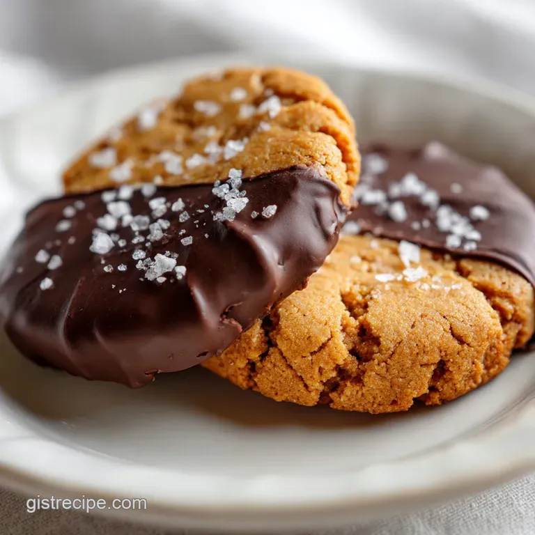 Chocolate-Dipped Peanut Butter Cookies with Sea Salt