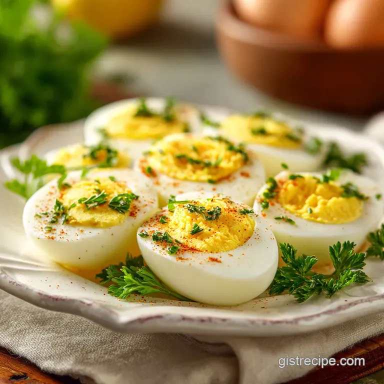 A halved hard-boiled egg nestled on crisp lettuce, topped with a sprinkle of paprika. An elegant, light appetizer or snack.