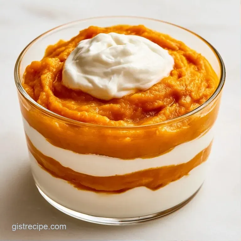 Three glass jars filled with alternating orange and cream layers, topped with cinnamon sticks on a wooden table