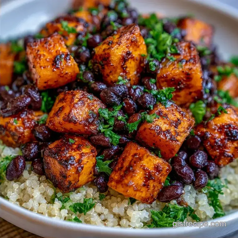 Roasted Sweet Potato Quinoa Bowl with Black Beans