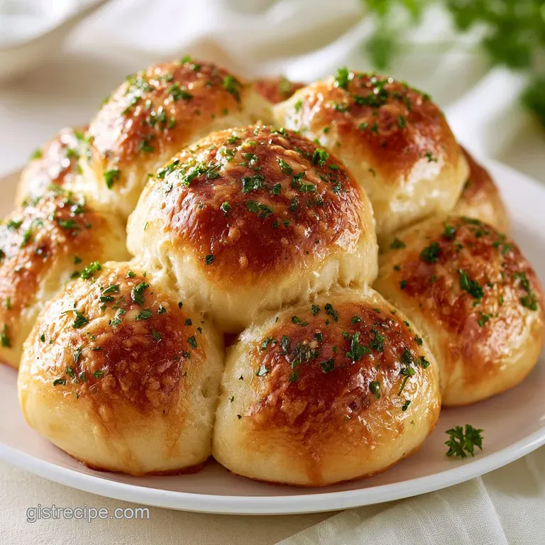 A single fluffy, golden roll on a white ceramic plate with a dollop of melting butter and a sprig of fresh parsley.