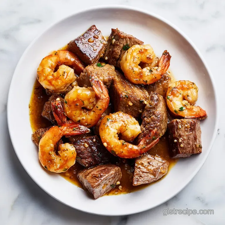 Steak Bites and Shrimp: Garlic Butter Soy Glaze
