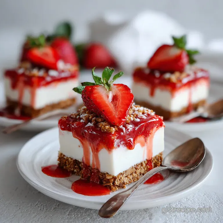 Individual serving of jiggly strawberry jello salad in a glass bowl, topped with whipped cream and a perfectly sliced stra...