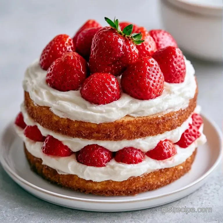 A single slice of pink layer cake on a white porcelain plate, accented with a mint leaf and a fresh berry.