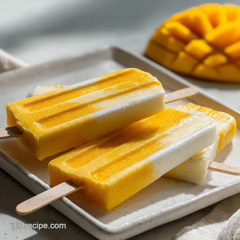 Frozen mango bars with chili seasoning, standing upright in a row, their icy textures promising a sweet and spicy chill.