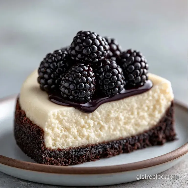 A slice of pale ivory cake on a white plate, drizzled with glossy raspberry coulis and a mint leaf garnish.
